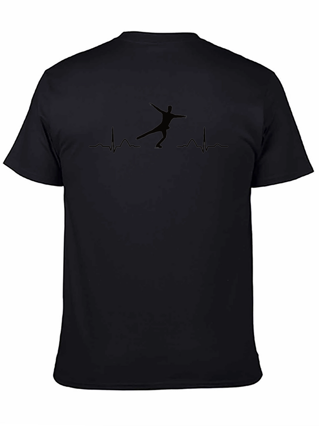 Figure Skating Heartbeat Tee - Black Graphic T-Shirt