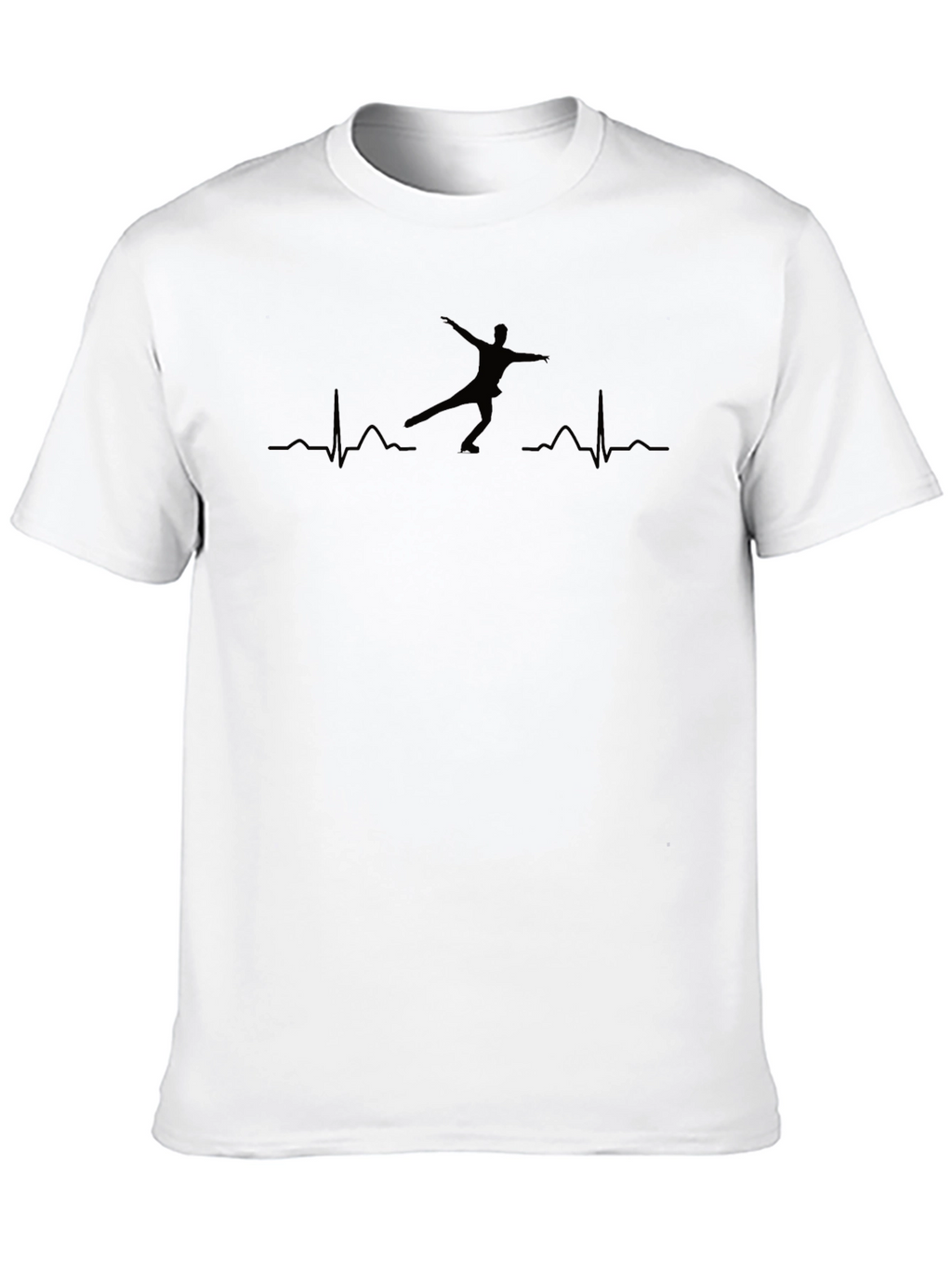 Figure Skating Heartbeat Tee - Black Graphic T-Shirt