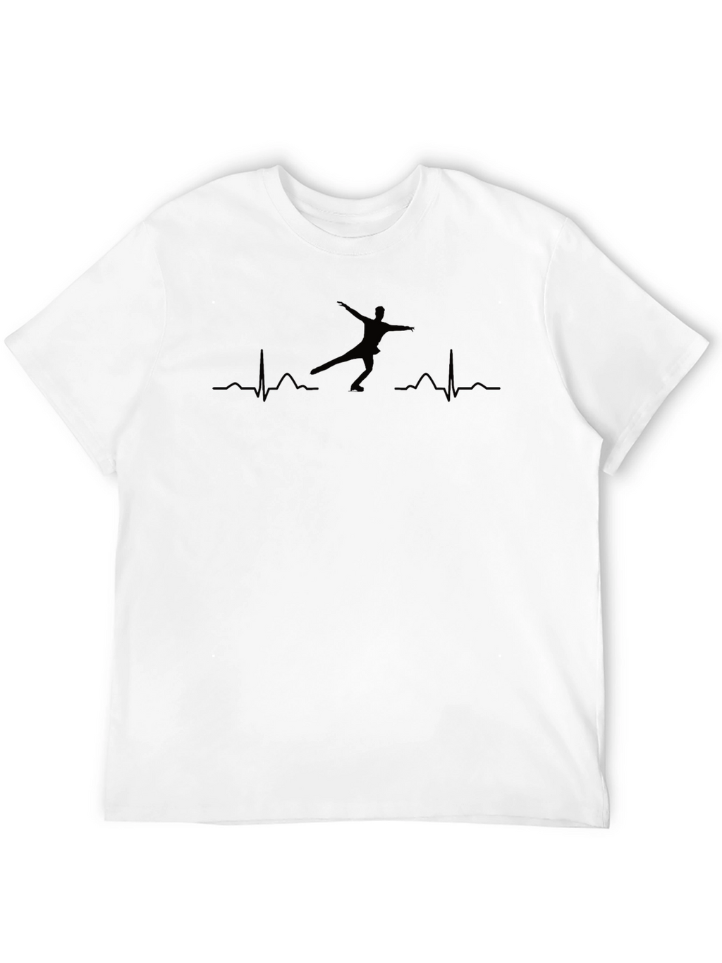 Figure Skating Heartbeat Tee - Black Graphic T-Shirt