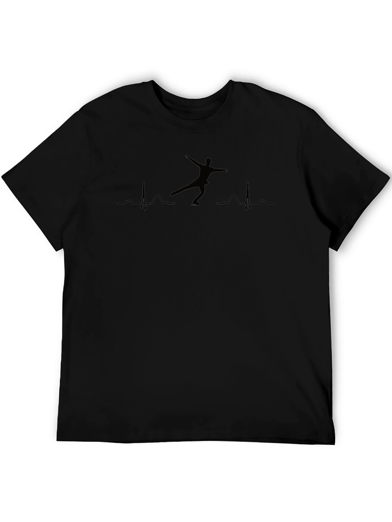 Figure Skating Heartbeat Tee - Black Graphic T-Shirt