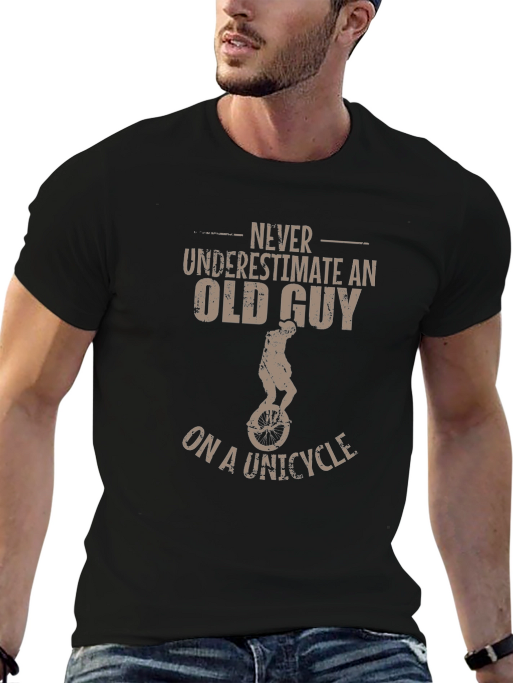Never Underestimate Old Guy on Unicycle T-Shirt