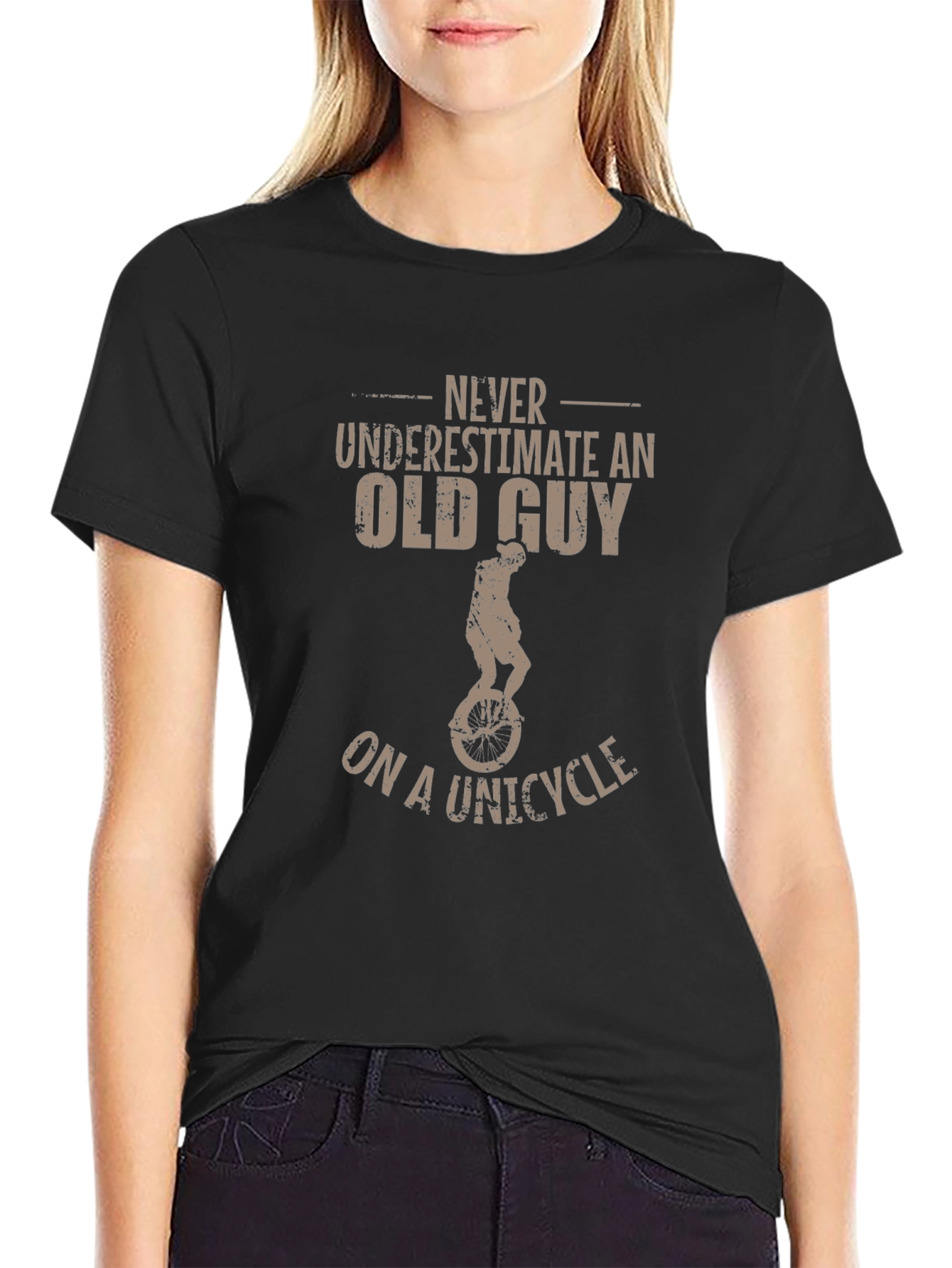 Never Underestimate Old Guy on Unicycle T-Shirt