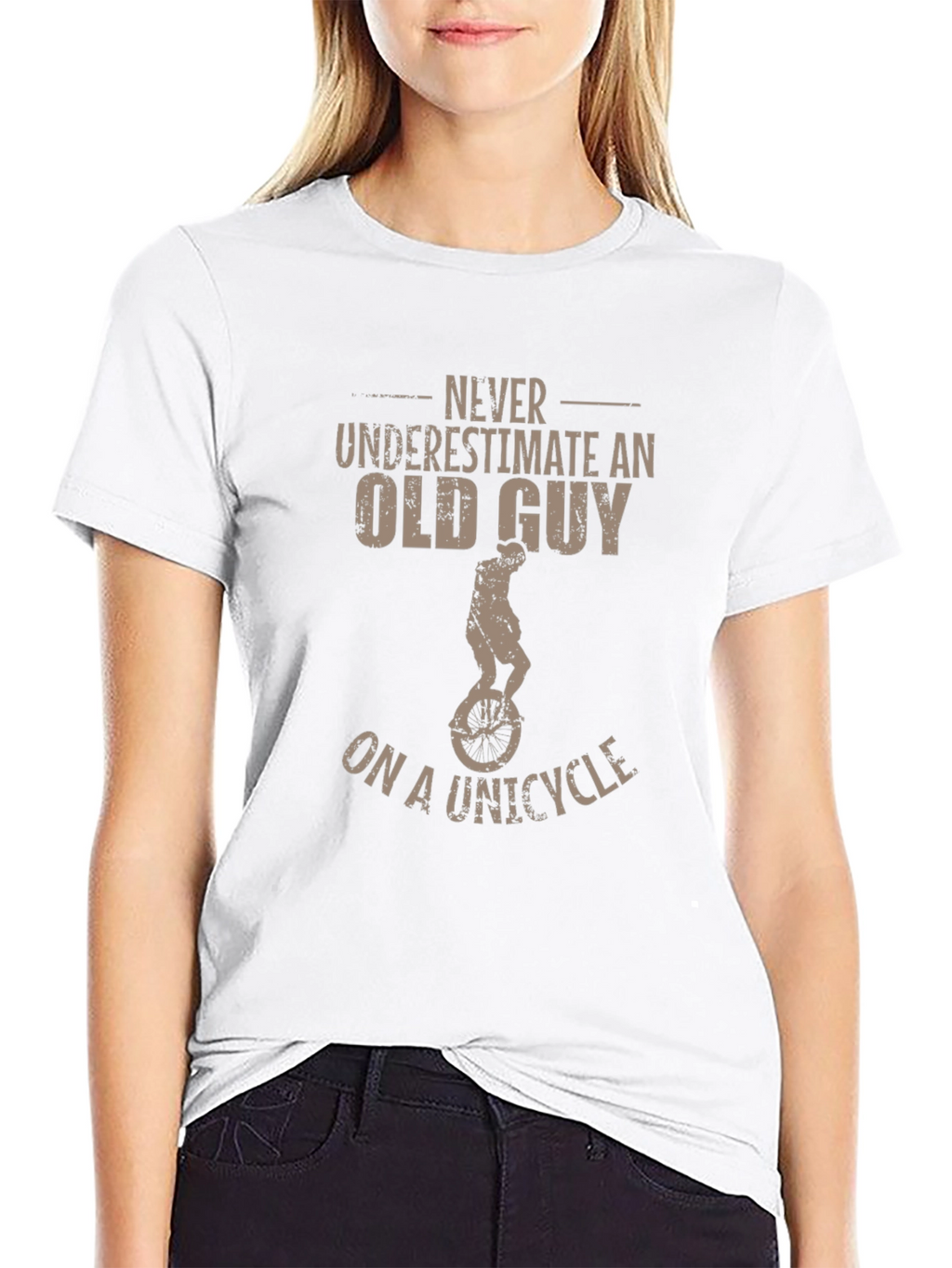 Never Underestimate Old Guy on Unicycle T-Shirt