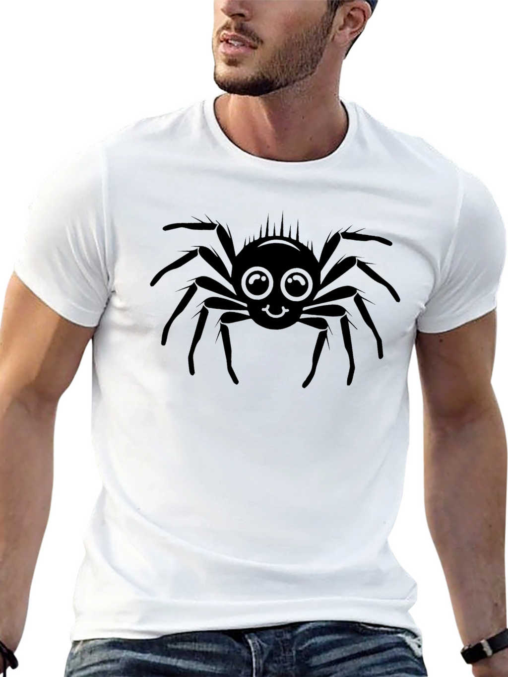 Cute Spider Graphic Tee - Mens Black T-Shirt