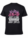 Girl Who Gives A Shit About Turtles Black T-Shirt