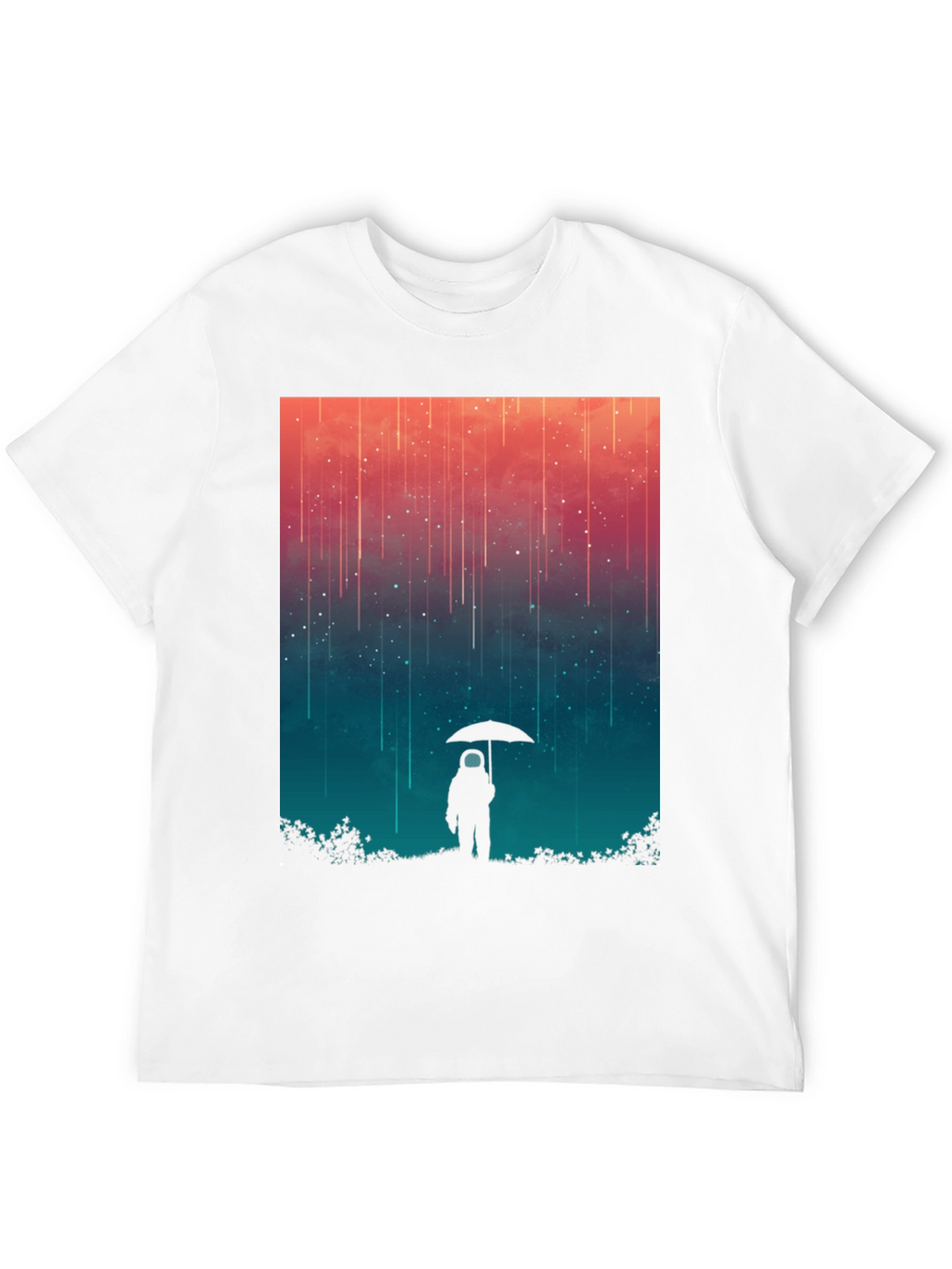 Astronaut Umbrella Graphic Tee - Stylish Black Cotton Shirt