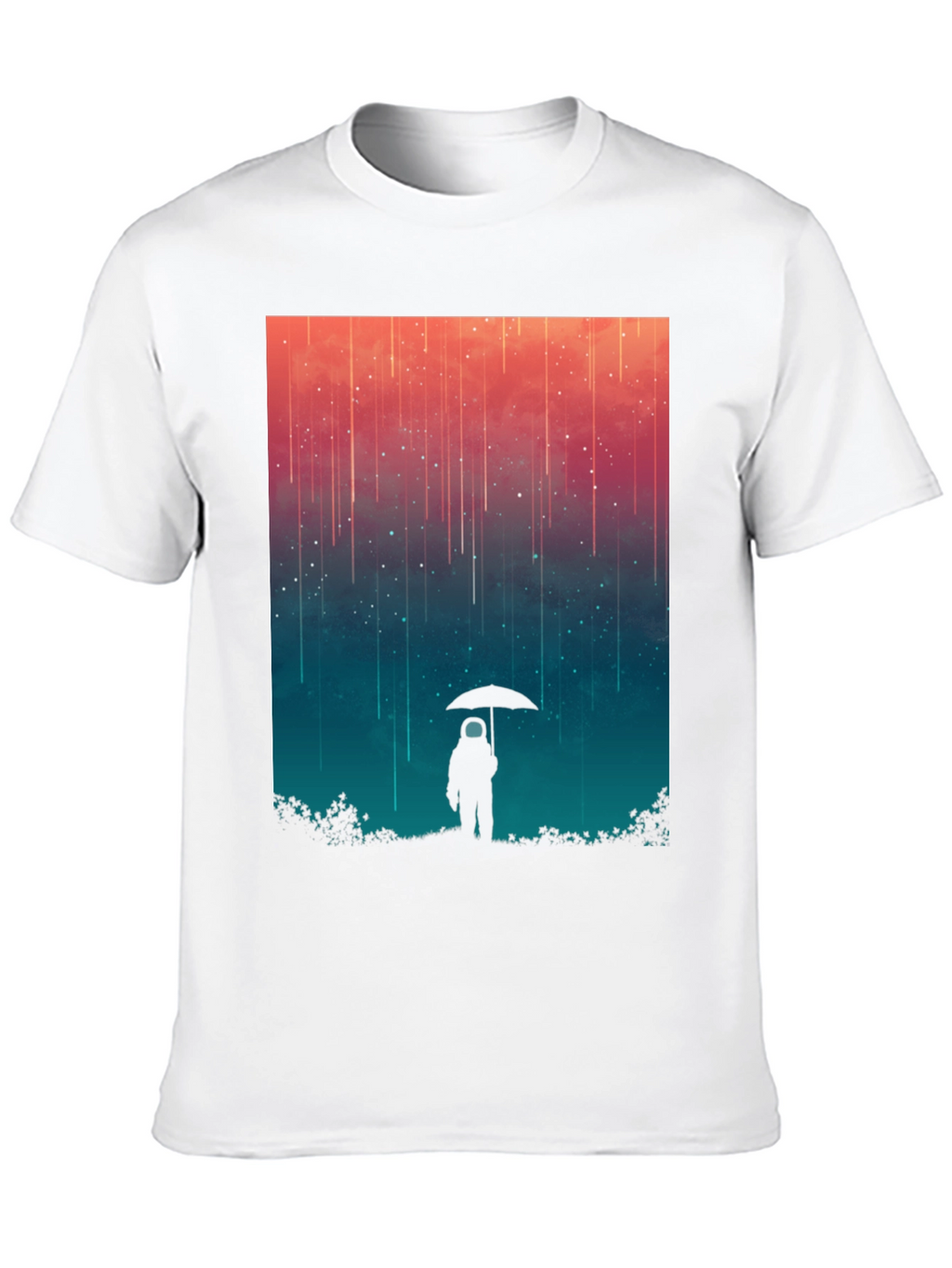Astronaut Umbrella Graphic Tee - Stylish Black Cotton Shirt