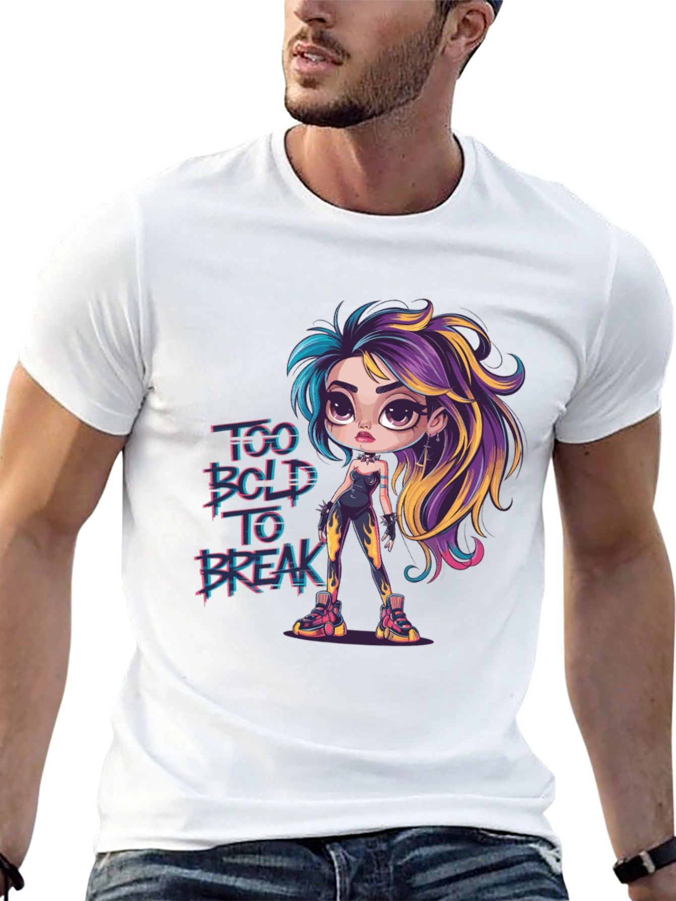 Bold Cartoon Graphic Print T-Shirt