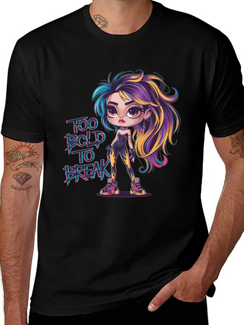 Bold Cartoon Graphic Print T-Shirt