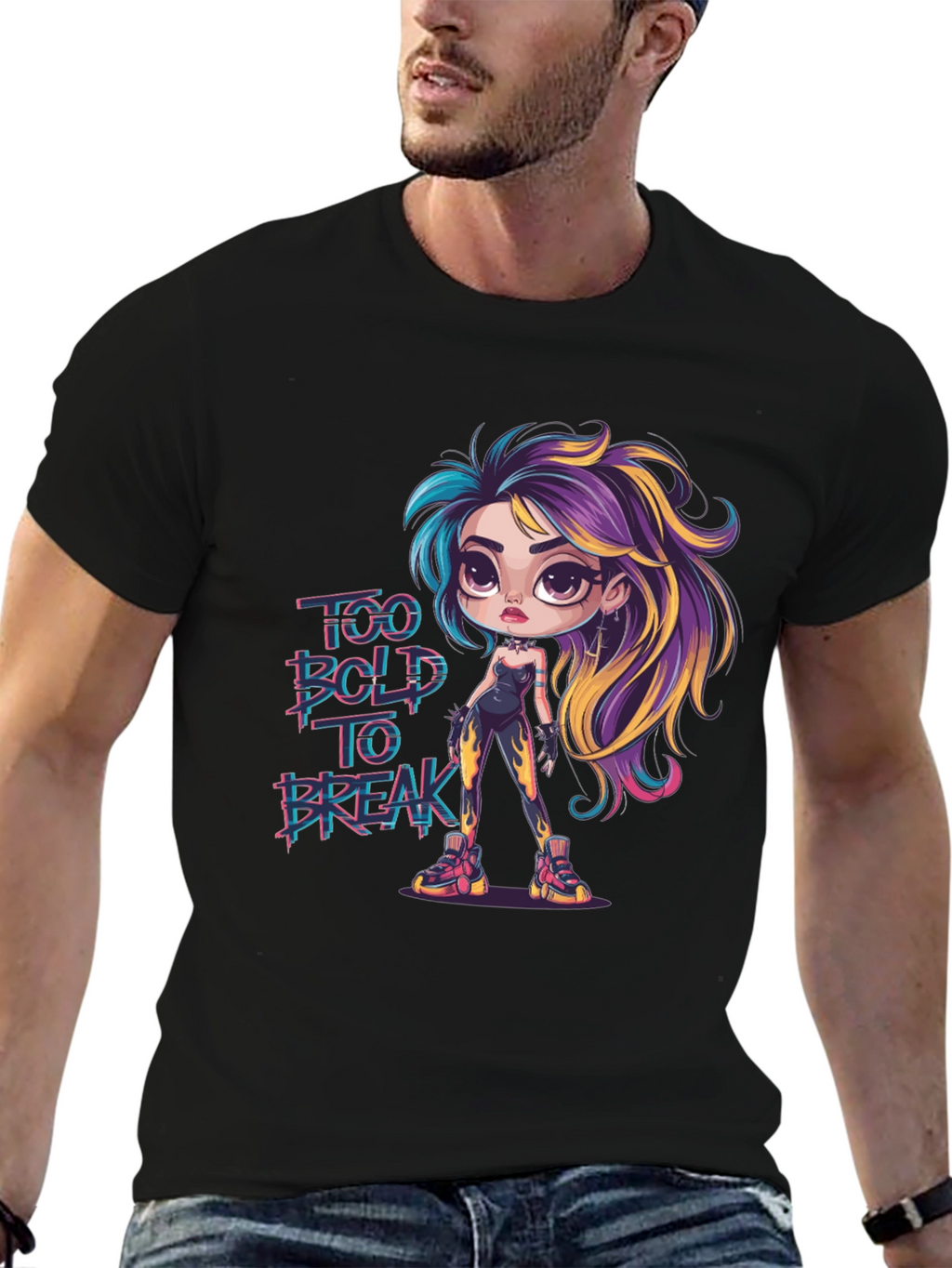 Bold Cartoon Graphic Print T-Shirt