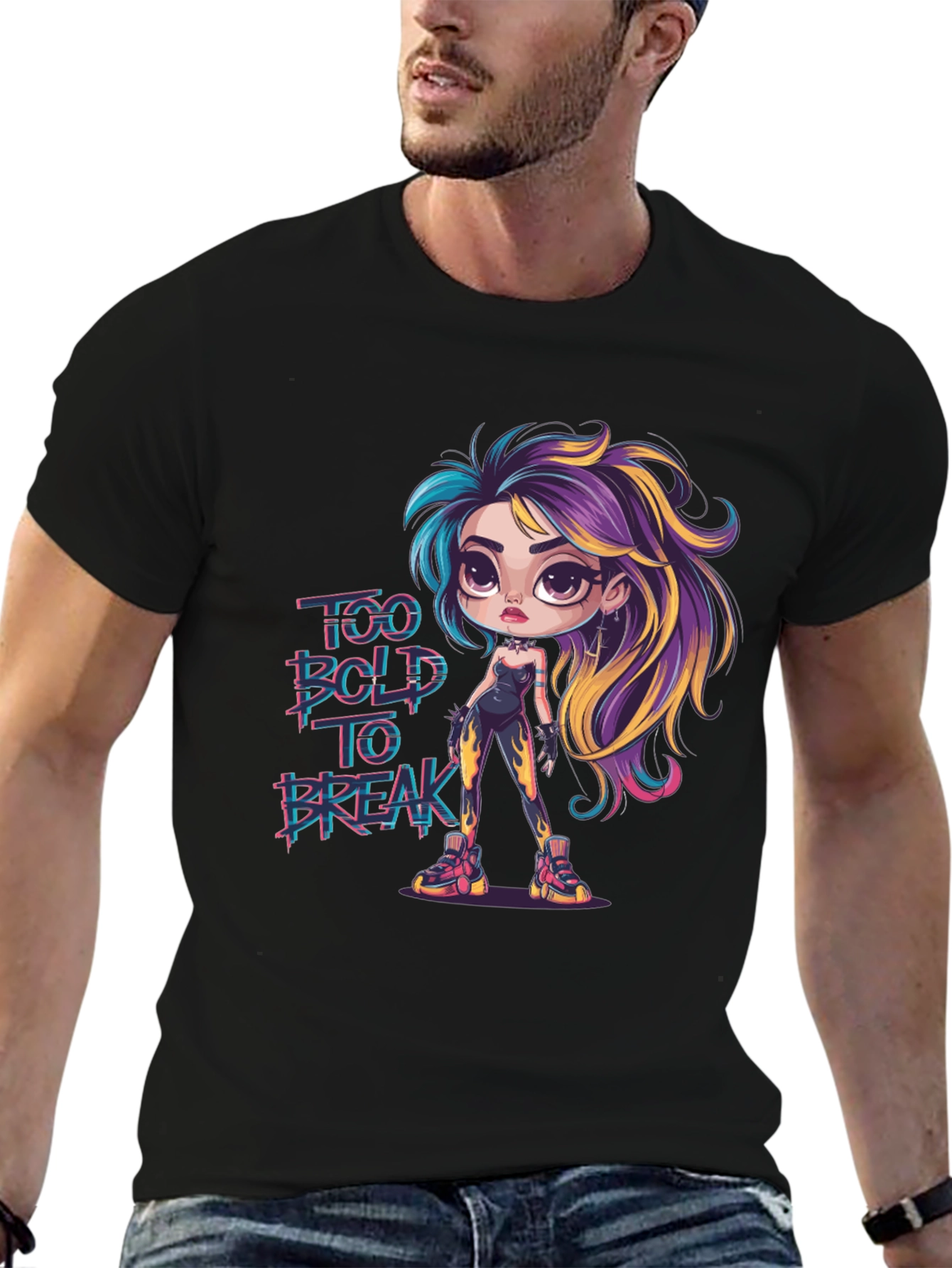 Bold Cartoon Graphic Print T-Shirt