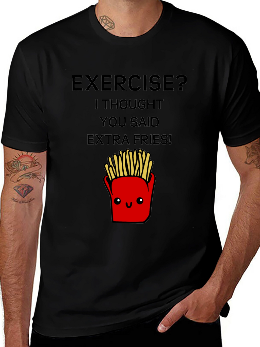 Funny Exercise Extra Fries Graphic Tee