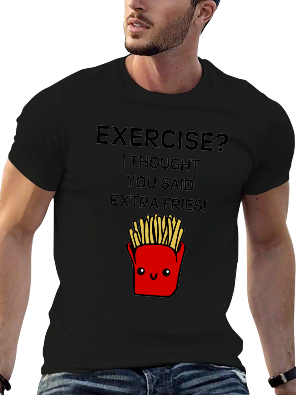 Funny Exercise Extra Fries Graphic Tee