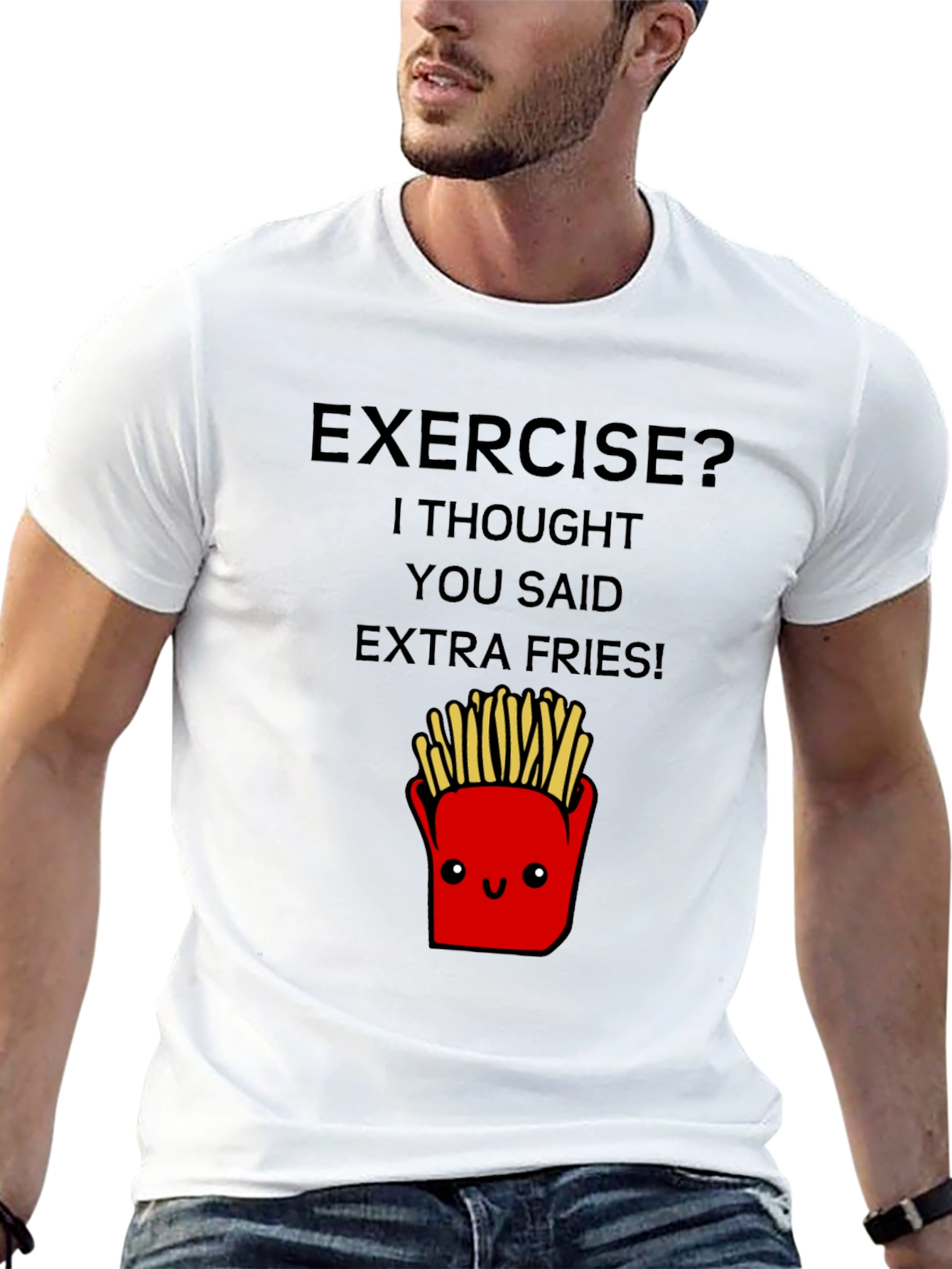 Funny Exercise Extra Fries Graphic Tee