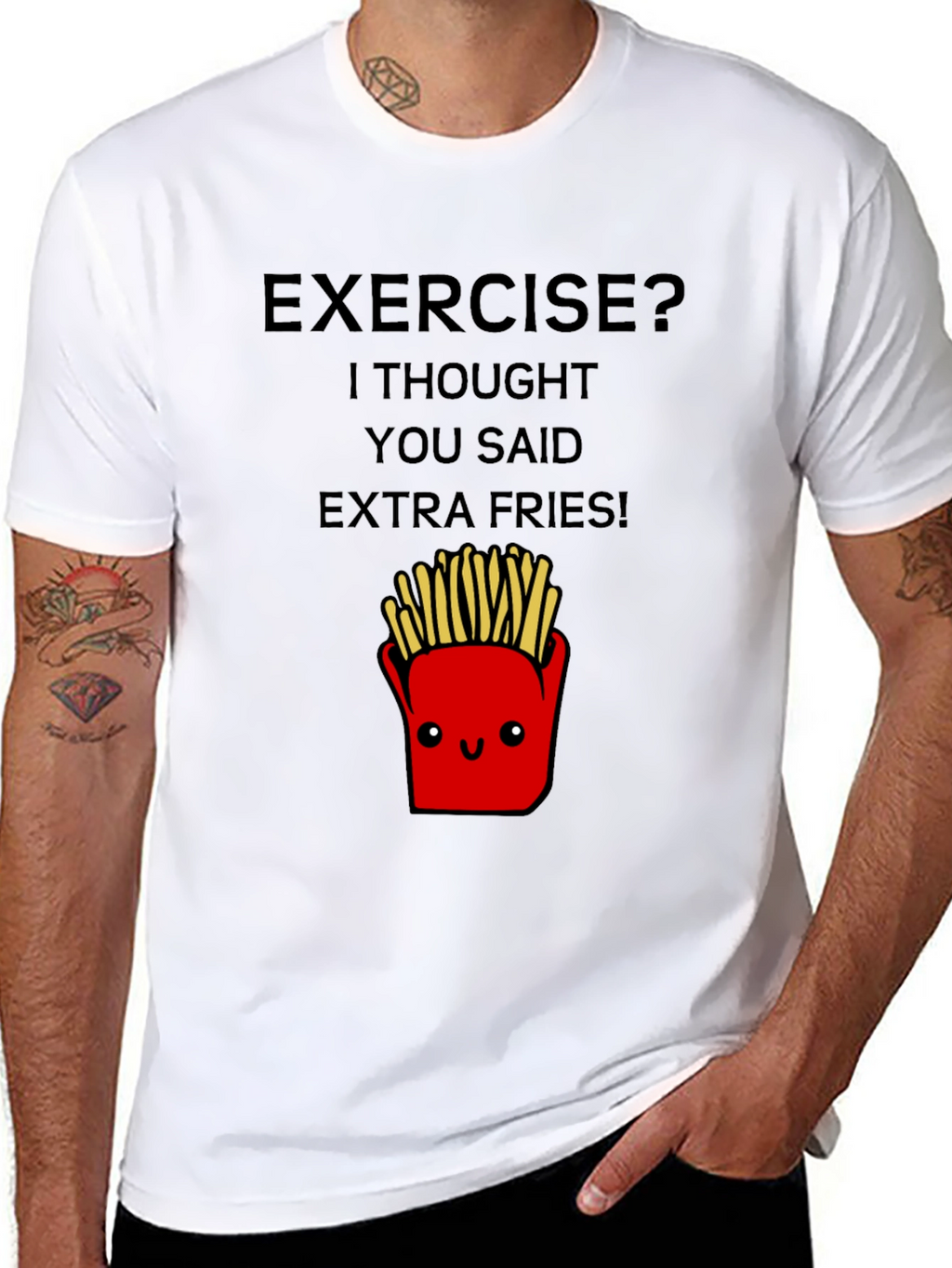Funny Exercise Extra Fries Graphic Tee