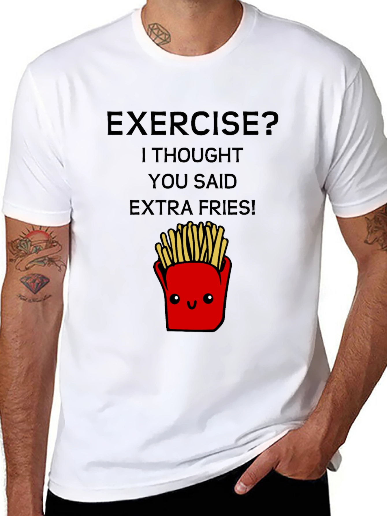 Funny Exercise Extra Fries Graphic Tee