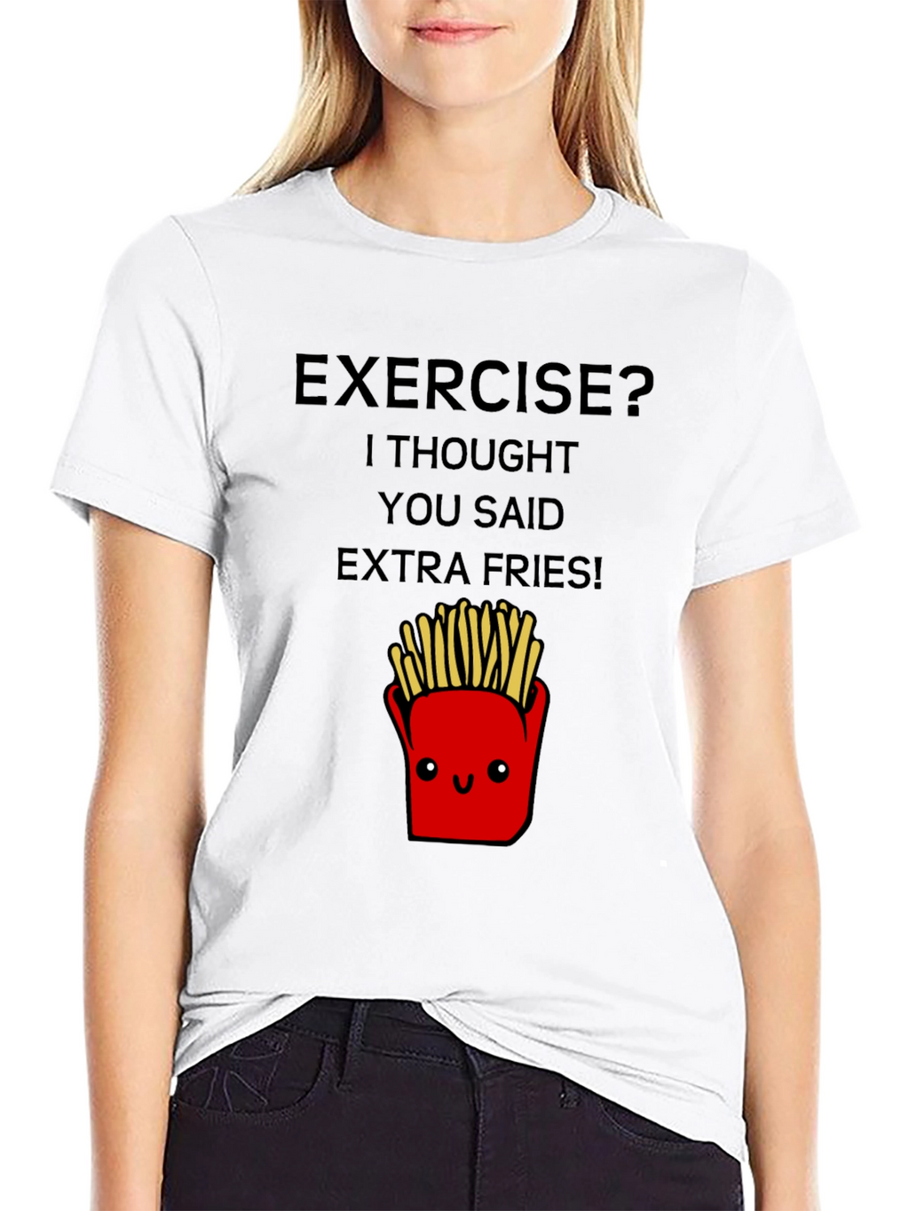 Funny Exercise Extra Fries Graphic Tee