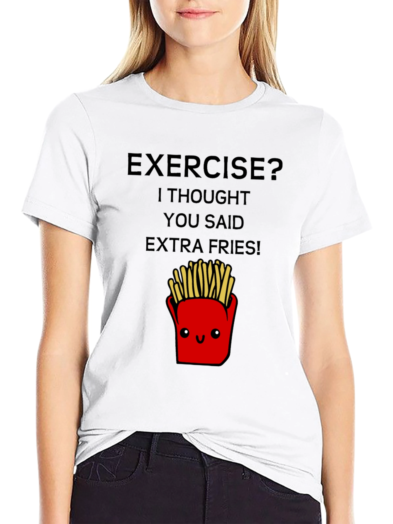 Funny Exercise Extra Fries Graphic Tee