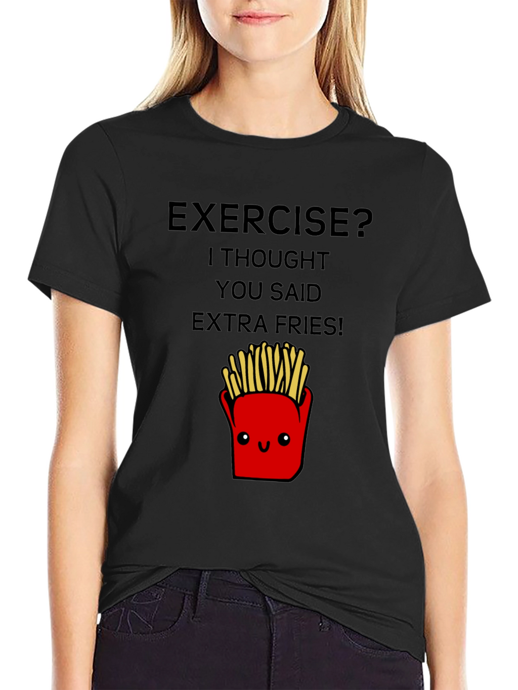 Funny Exercise Extra Fries Graphic Tee