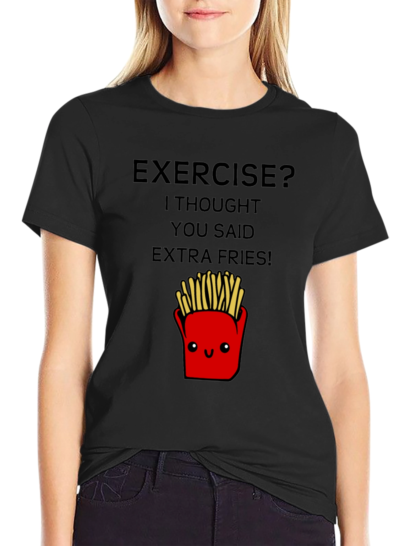 Funny Exercise Extra Fries Graphic Tee