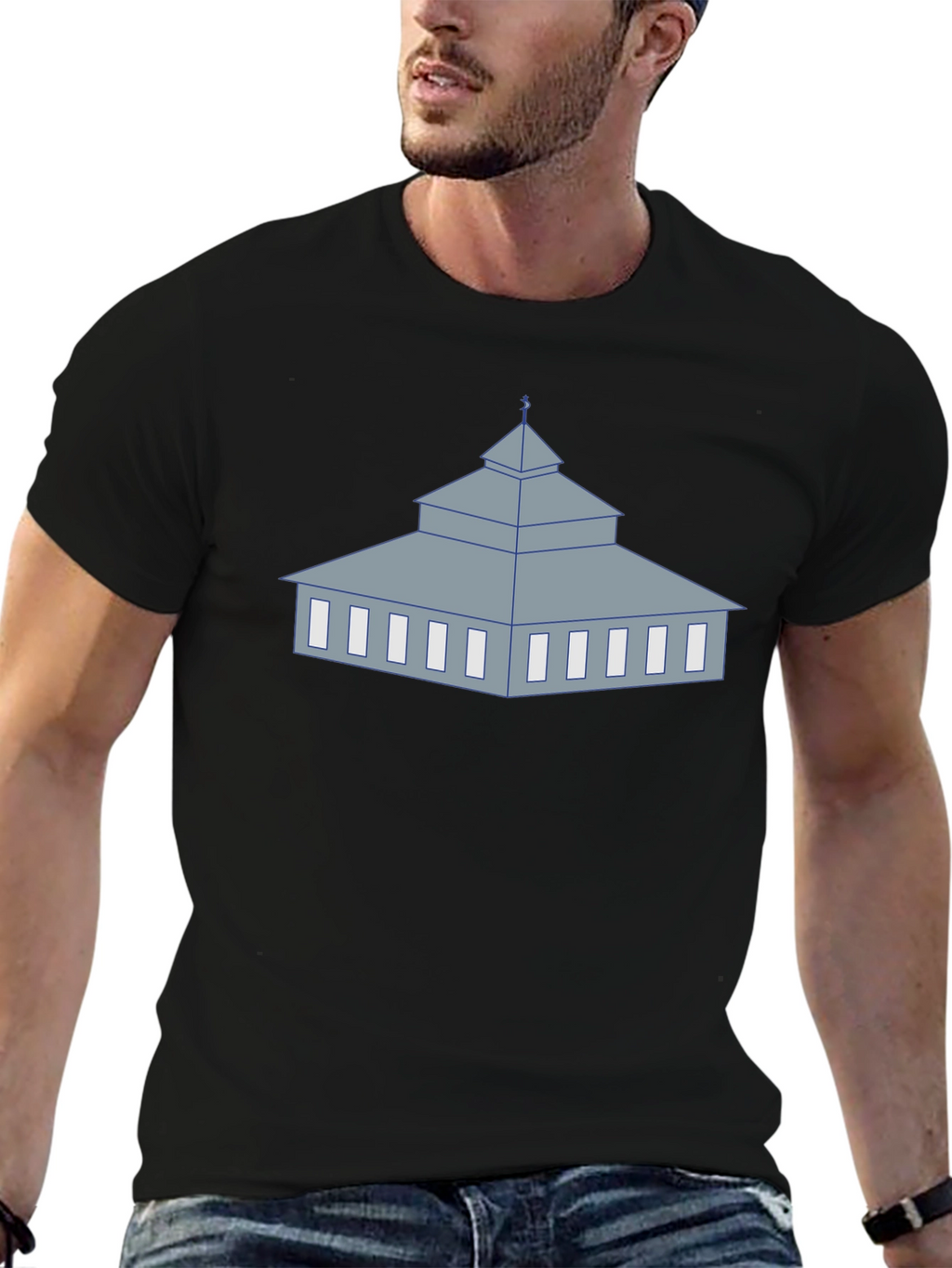 Mosque Graphic Black T-Shirt Unique Religious Design