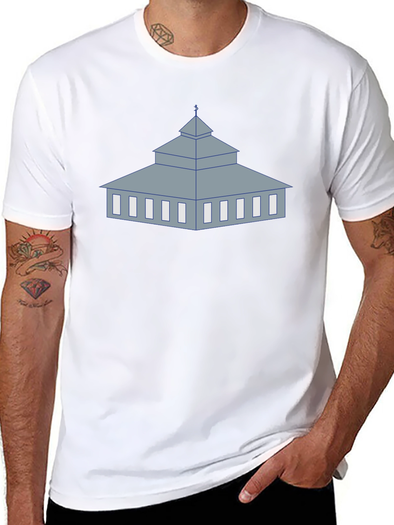 Mosque Graphic Black T-Shirt Unique Religious Design
