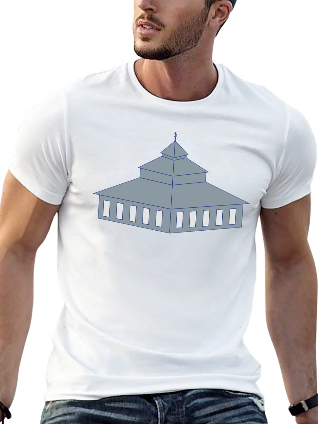 Mosque Graphic Black T-Shirt Unique Religious Design