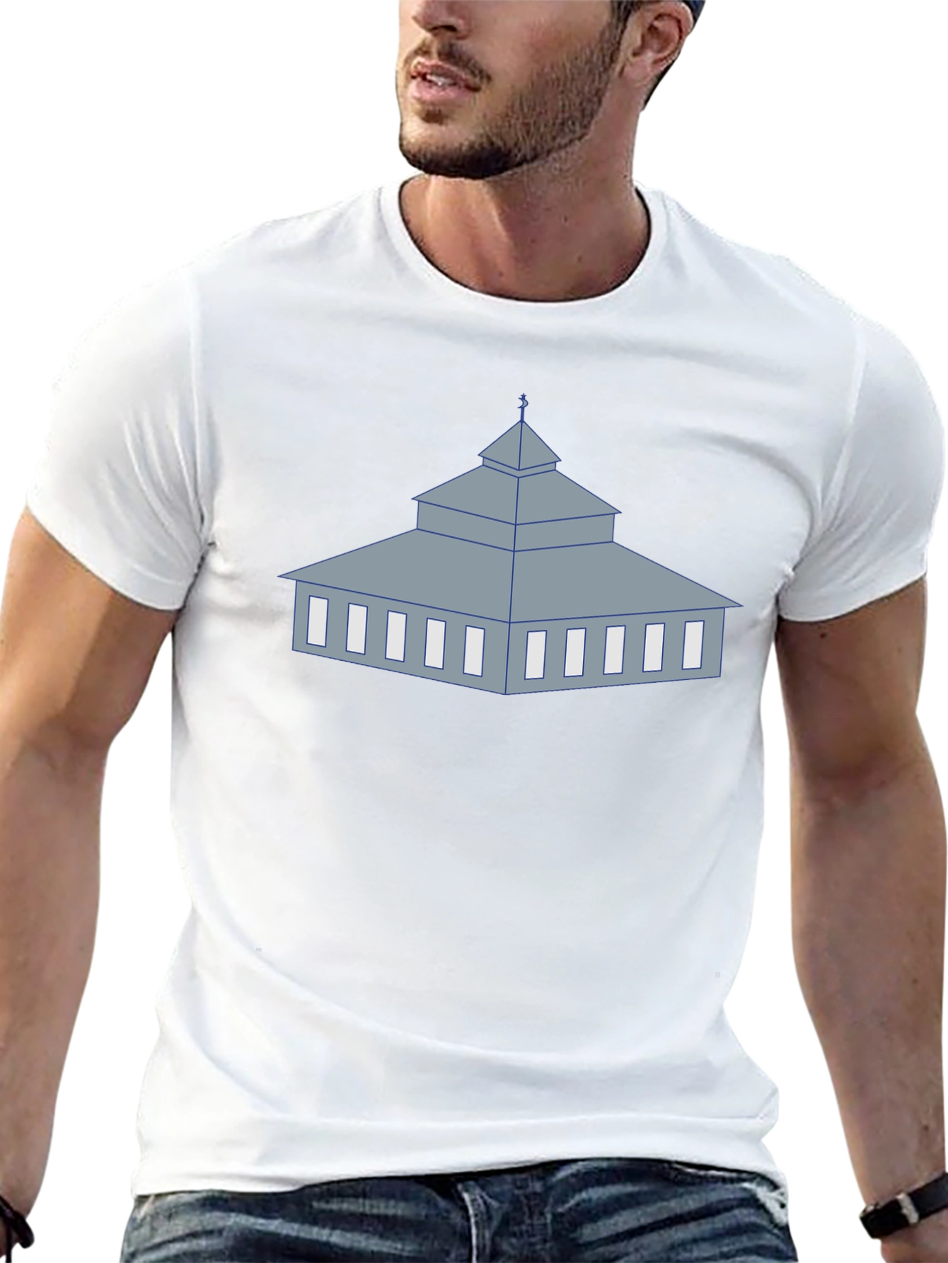 Mosque Graphic Black T-Shirt Unique Religious Design