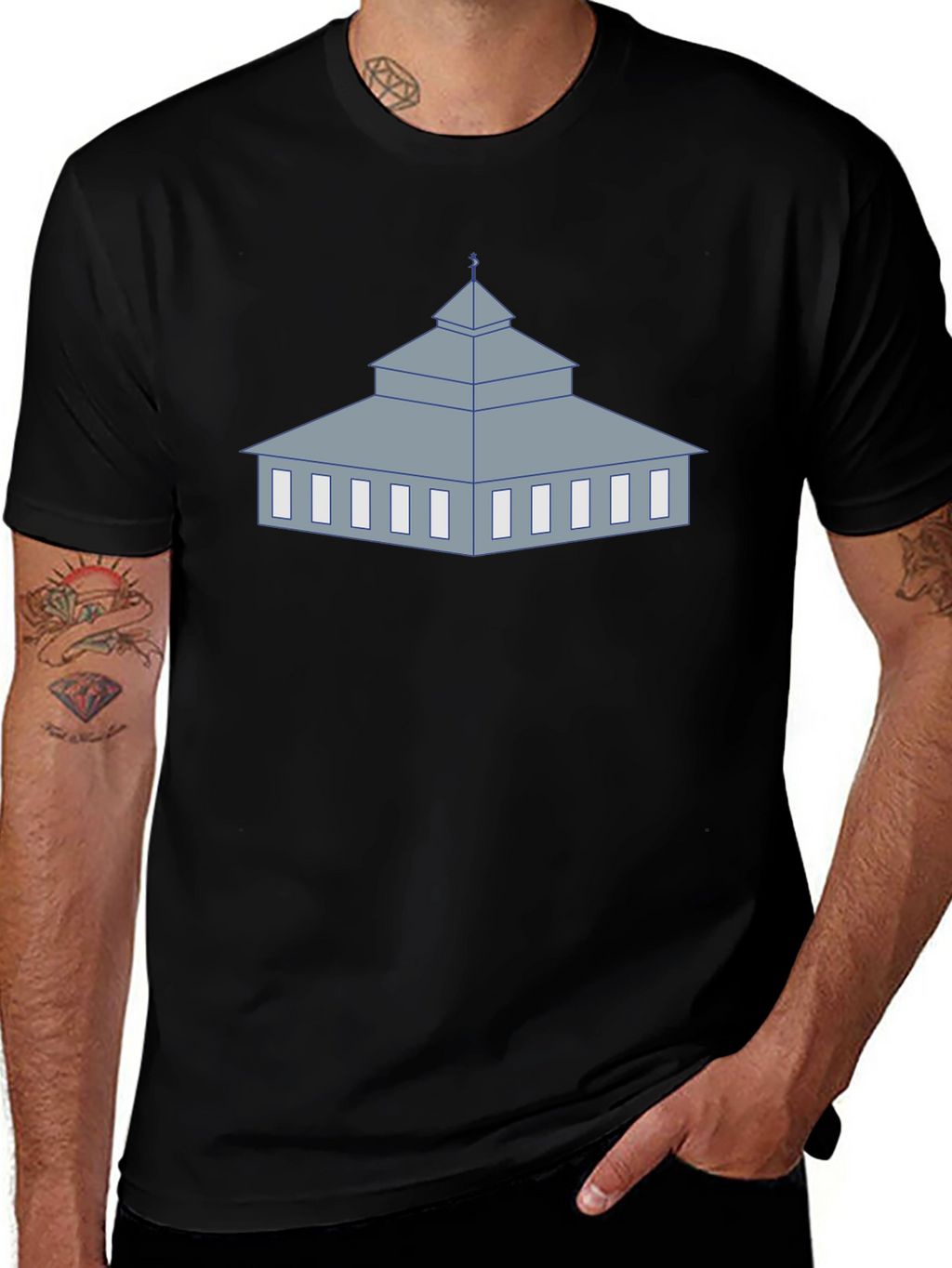 Mosque Graphic Black T-Shirt Unique Religious Design