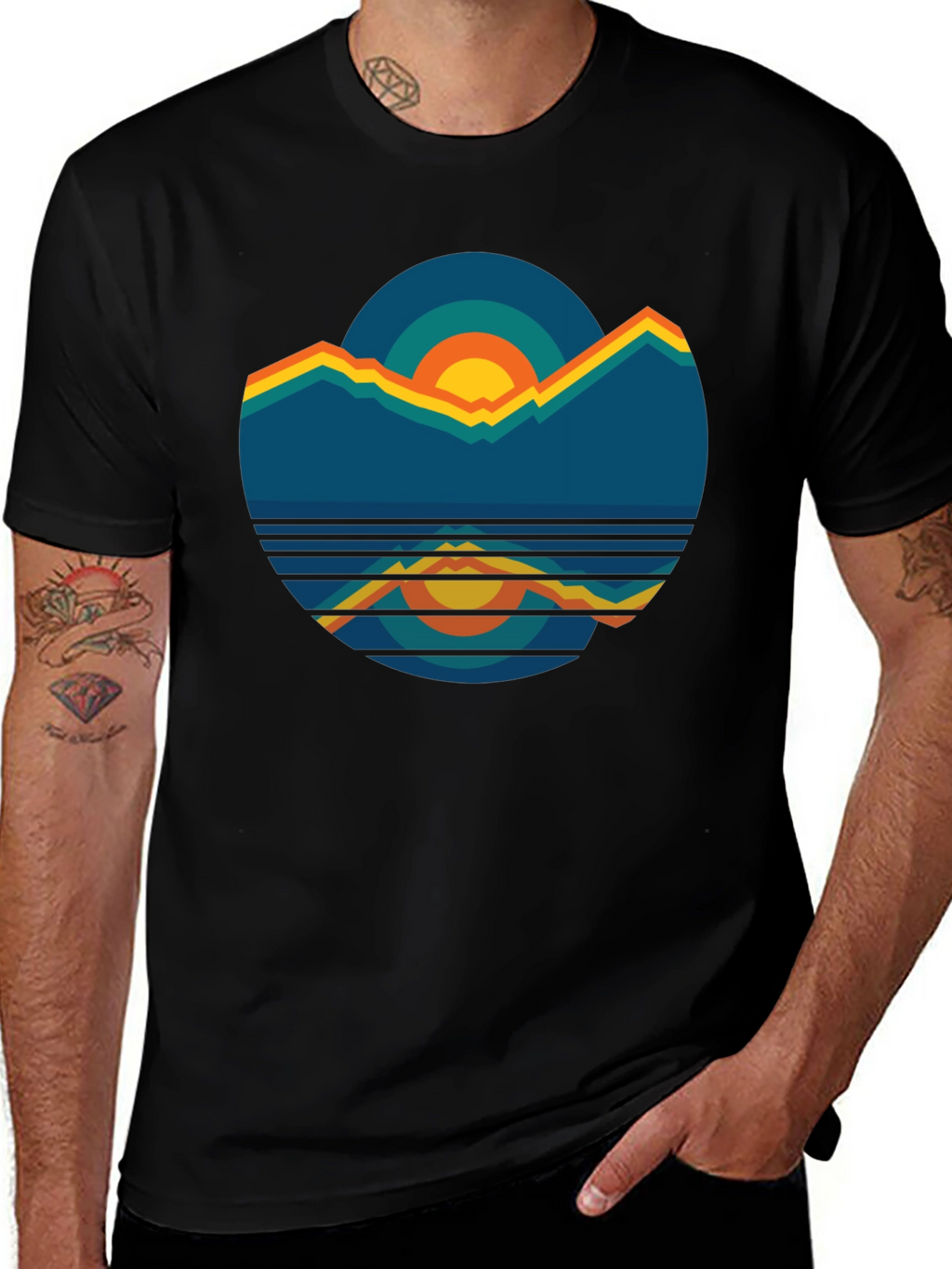 Retro Mountain Sunset Graphic Tee