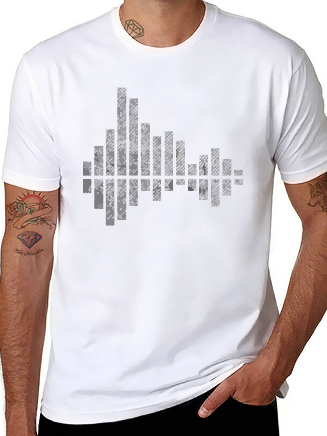 Modern Black Graphic Tee - Soundwave Design