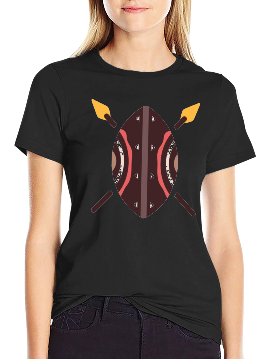African Shield Spear T-Shirt - Warrior Design Tee