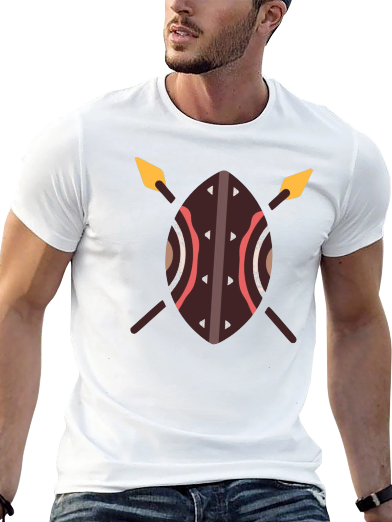 African Shield Spear T-Shirt - Warrior Design Tee