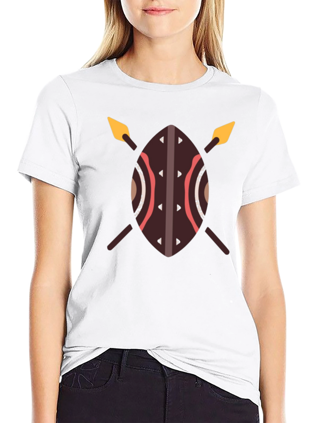 African Shield Spear T-Shirt - Warrior Design Tee