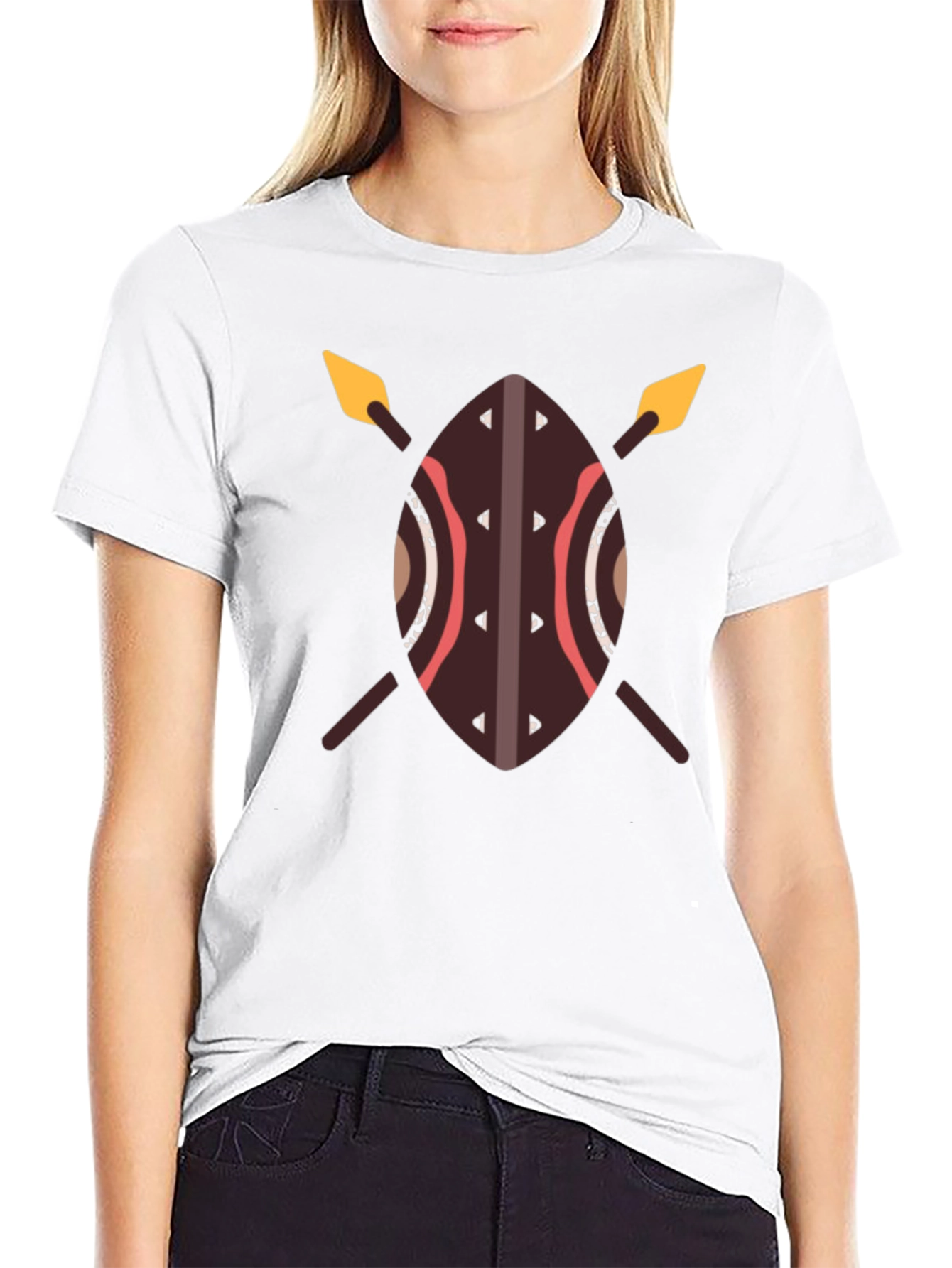 African Shield Spear T-Shirt - Warrior Design Tee