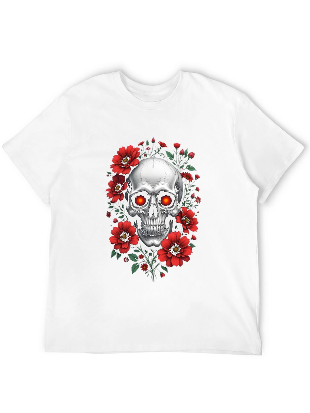 Skull & Roses Graphic T-Shirt - Dark Aesthetic