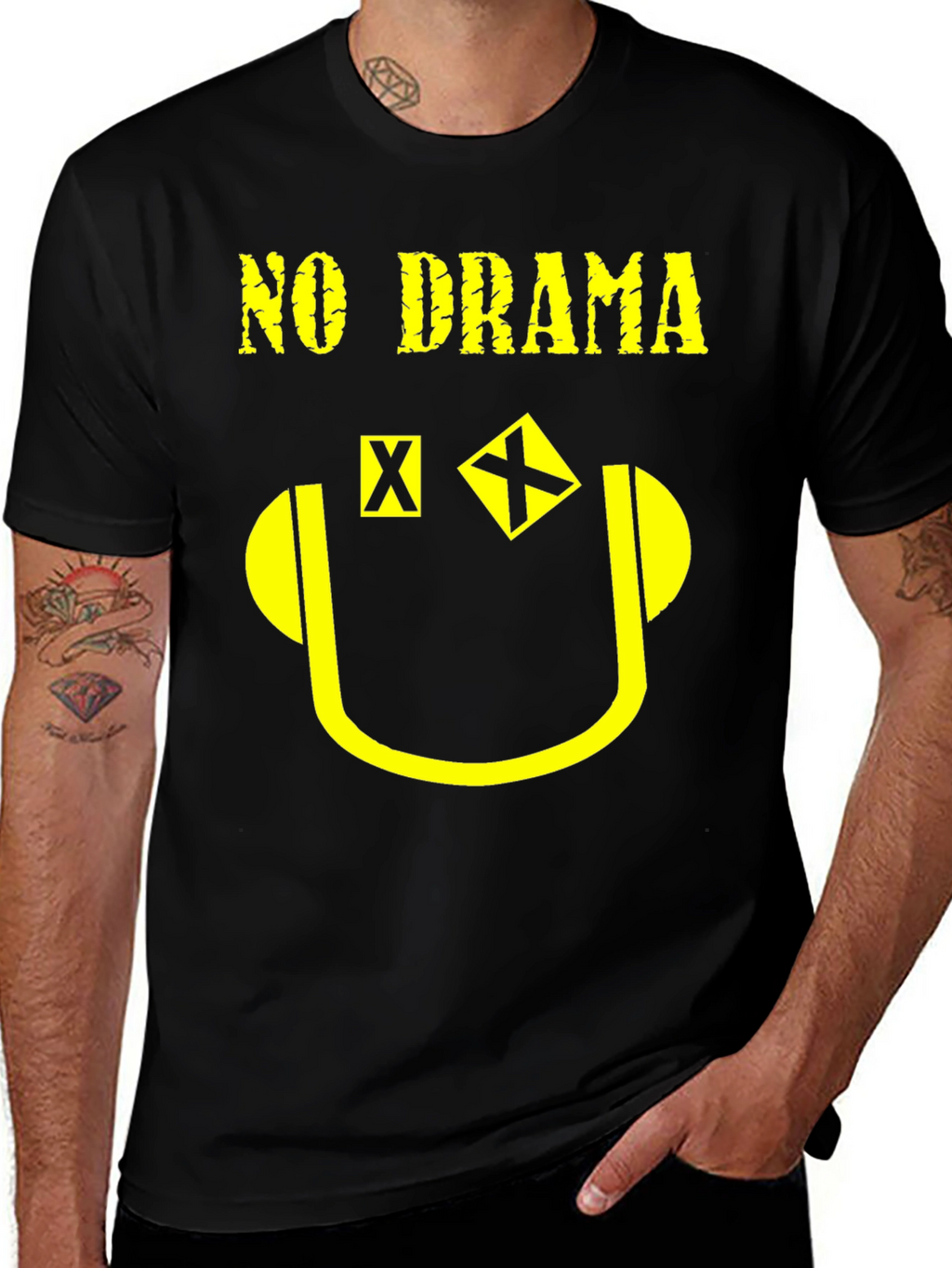 No Drama Graphic Print T-Shirt - Black