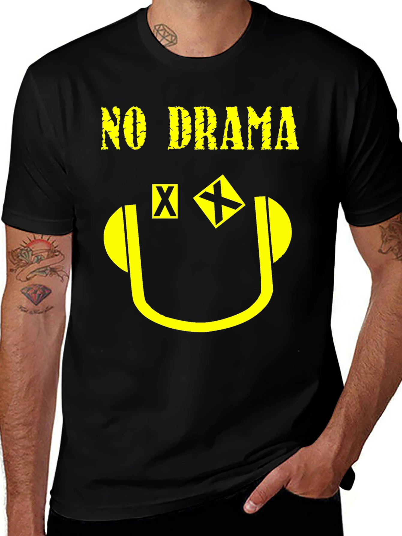 No Drama Graphic Print T-Shirt - Black