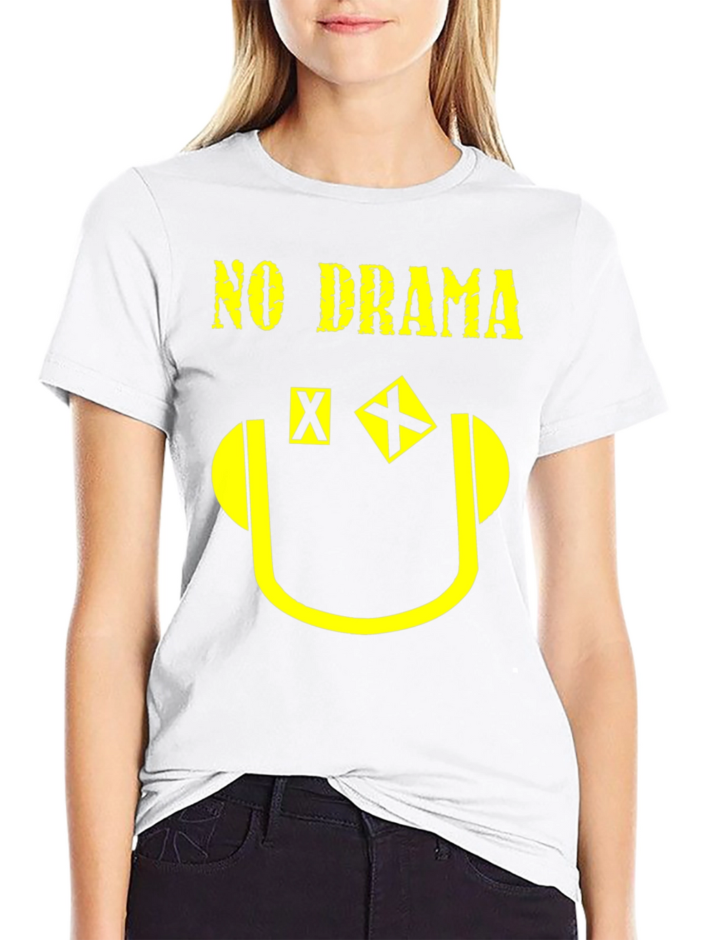 No Drama Graphic Print T-Shirt - Black