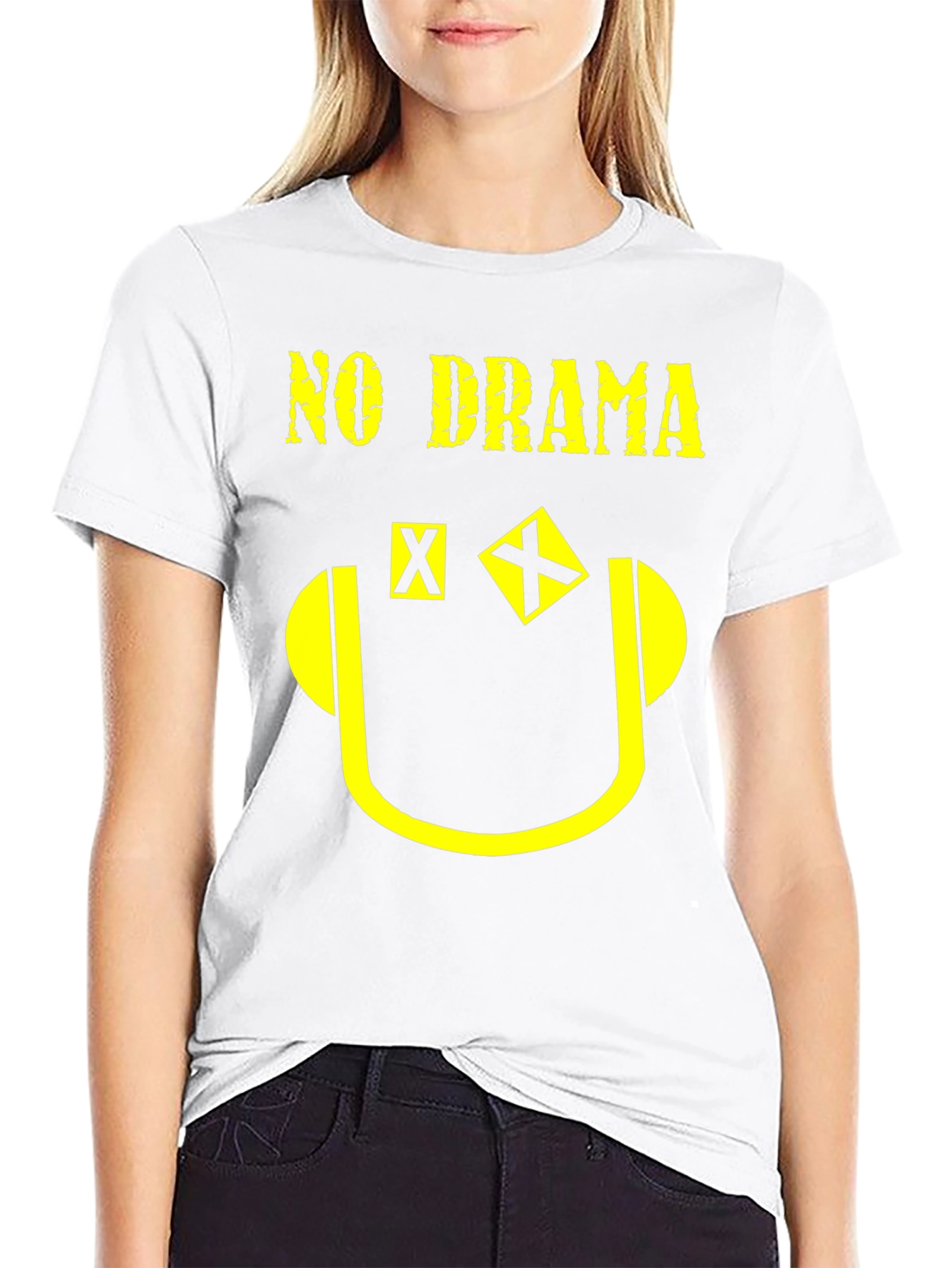 No Drama Graphic Print T-Shirt - Black