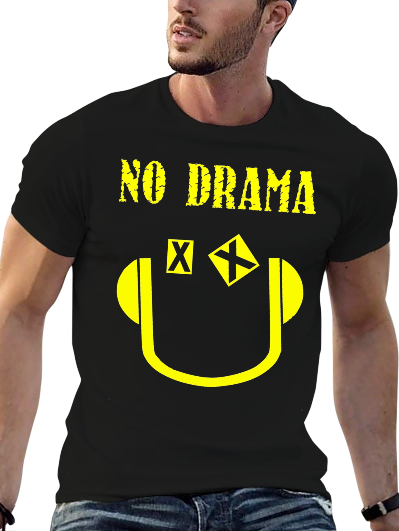 No Drama Graphic Print T-Shirt - Black