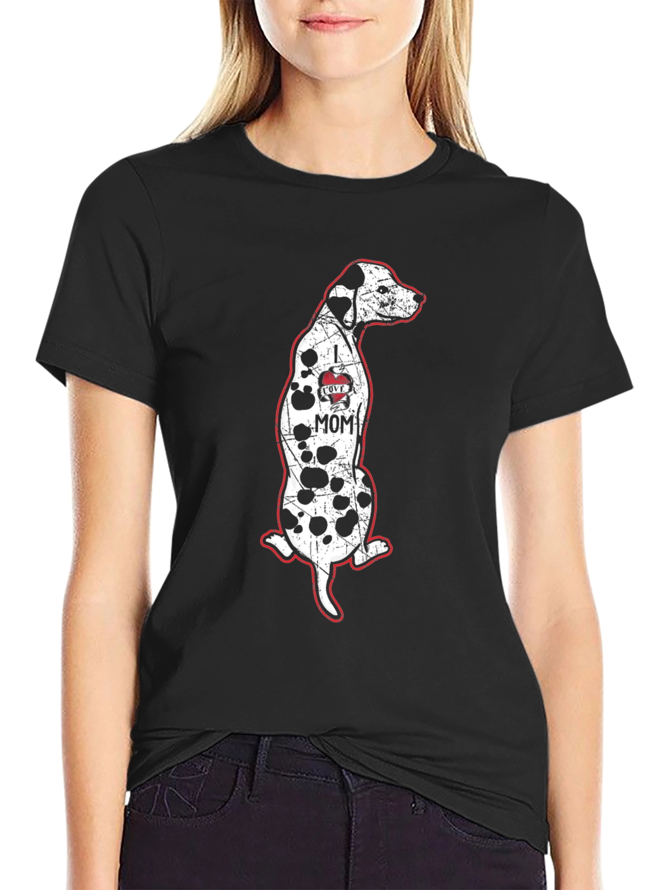 I Love Mom Dalmatian Dog Graphic Tee