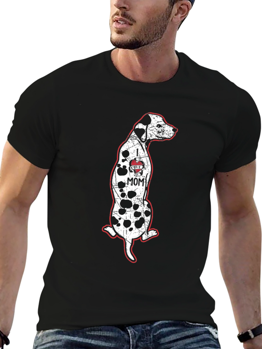 I Love Mom Dalmatian Dog Graphic Tee