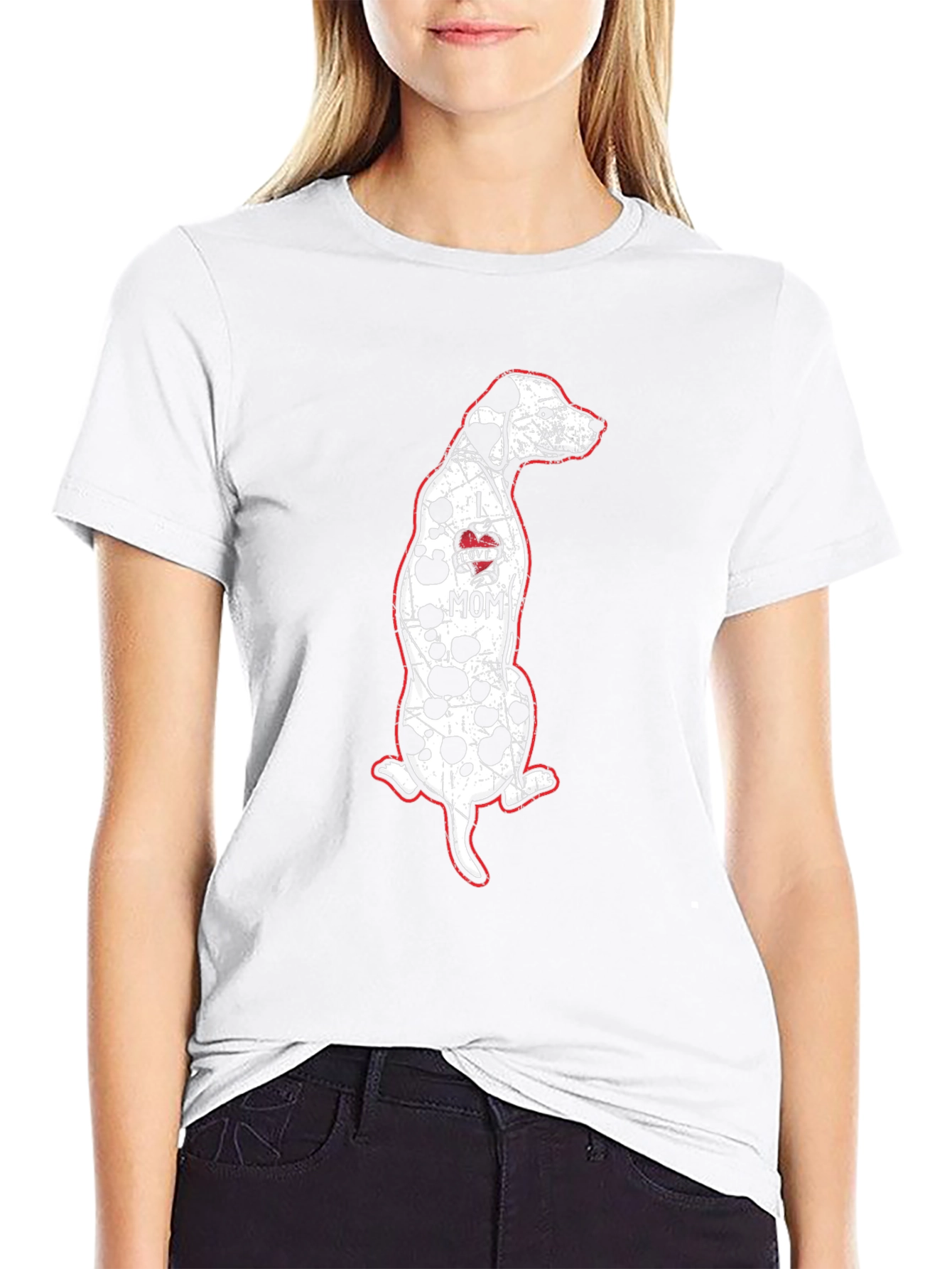 I Love Mom Dalmatian Dog Graphic Tee