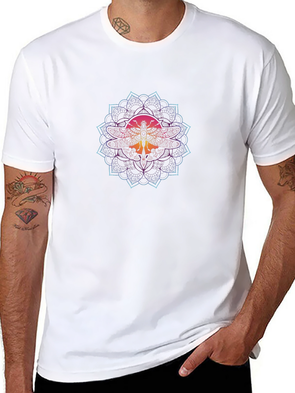 Mandala Moth Graphic Tee - Stylish Comfort