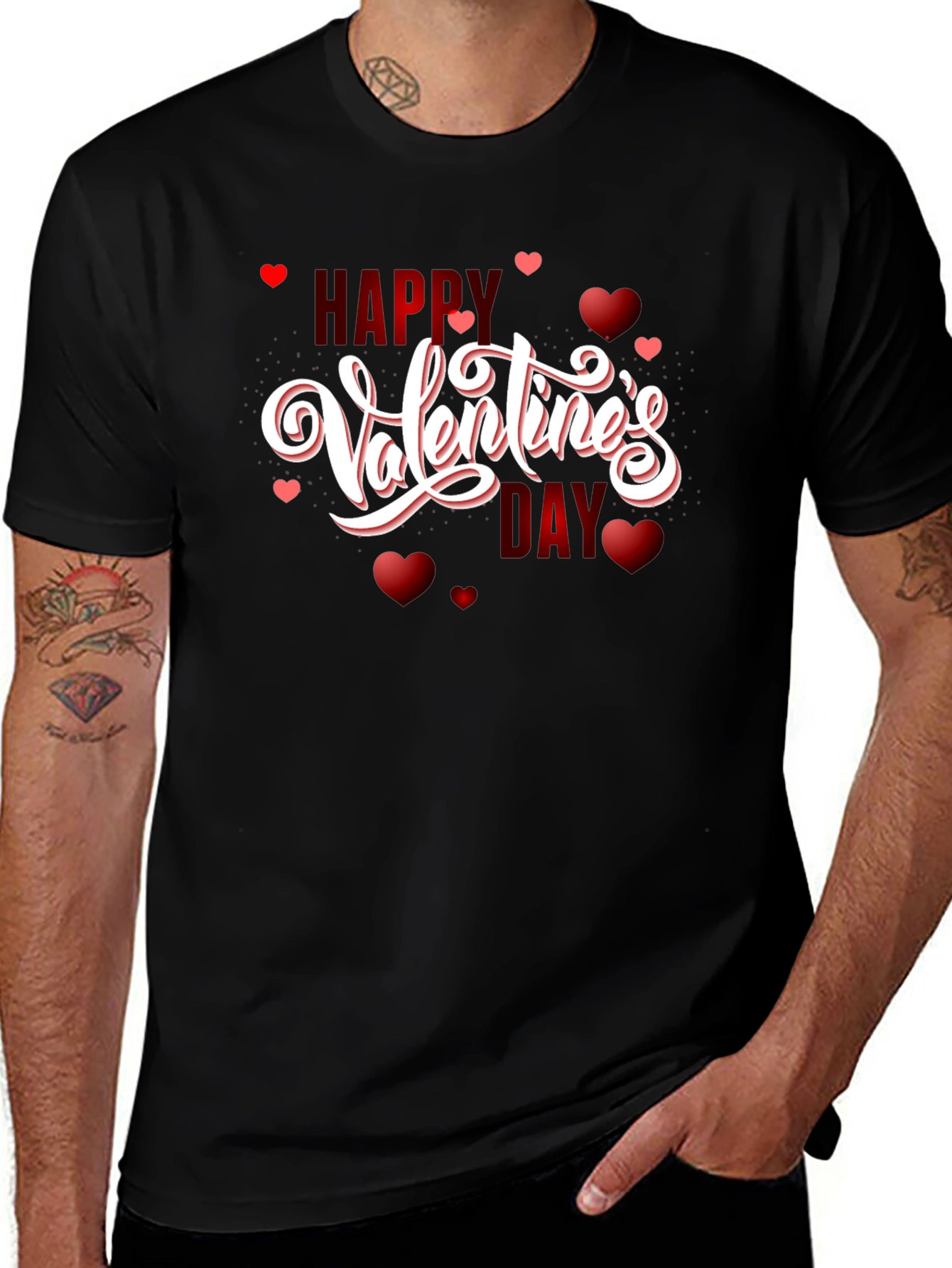 Happy Valentines Day Black T-Shirt