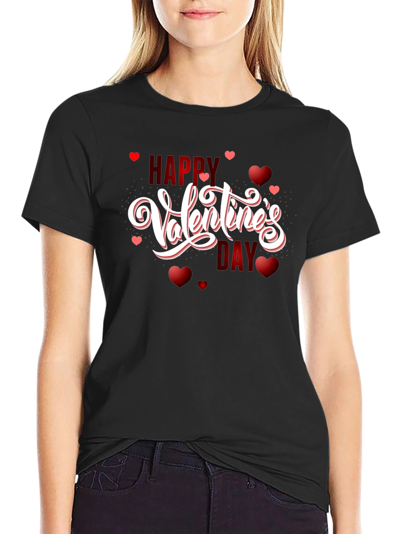 Happy Valentines Day Black T-Shirt