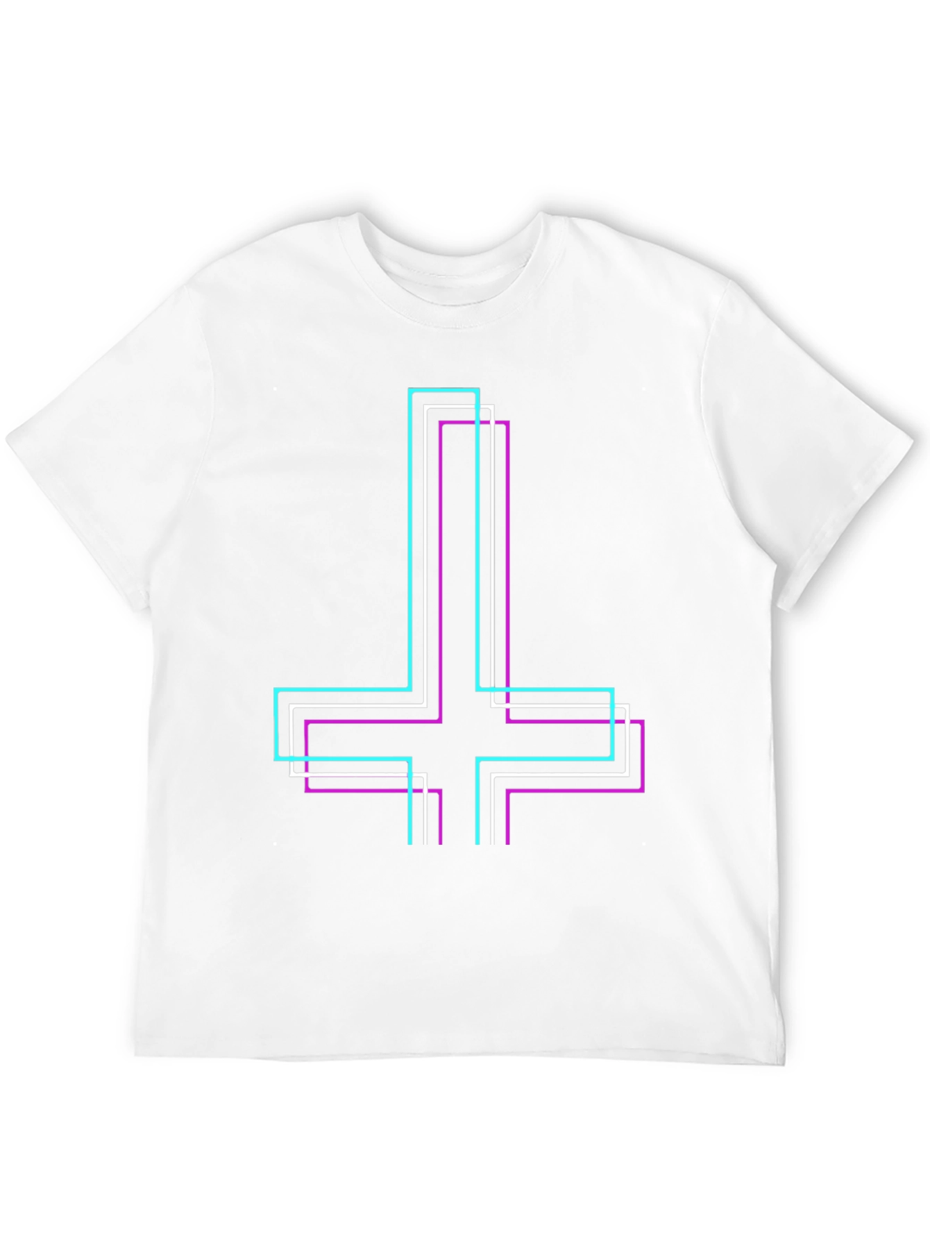 Geometric Inverted Cross Graphic T-Shirt