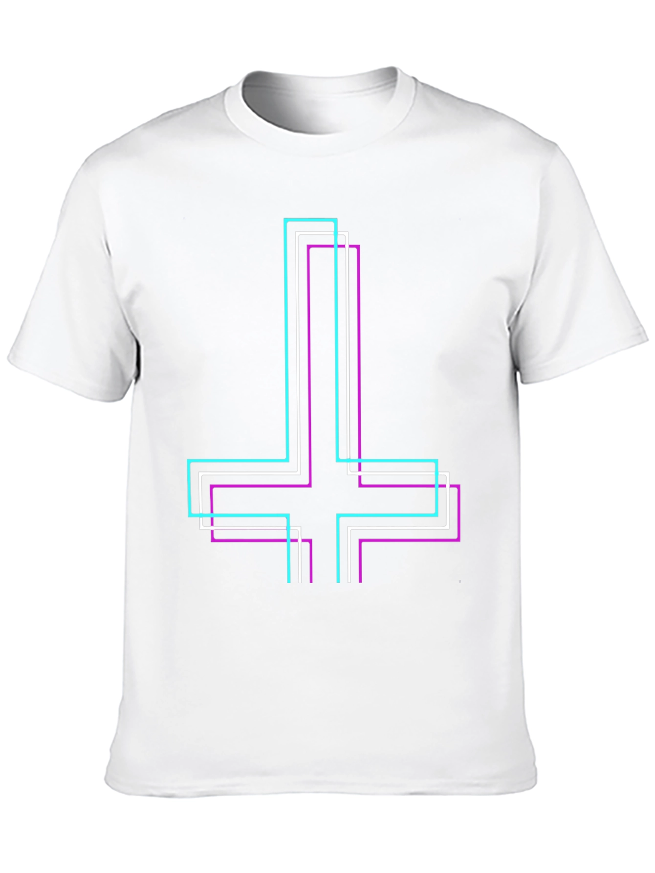 Geometric Inverted Cross Graphic T-Shirt