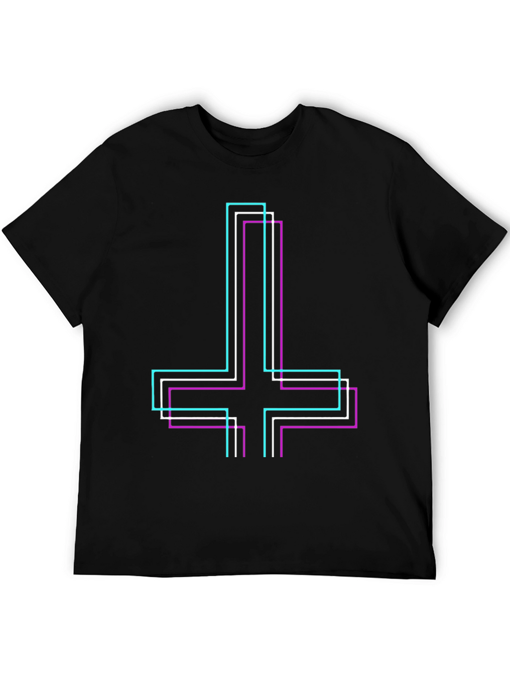 Geometric Inverted Cross Graphic T-Shirt